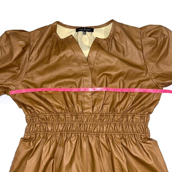 Simply Southern Faux Leather Fawn Brown Short Sleeve Dress Size XL - Picture 8 of 11